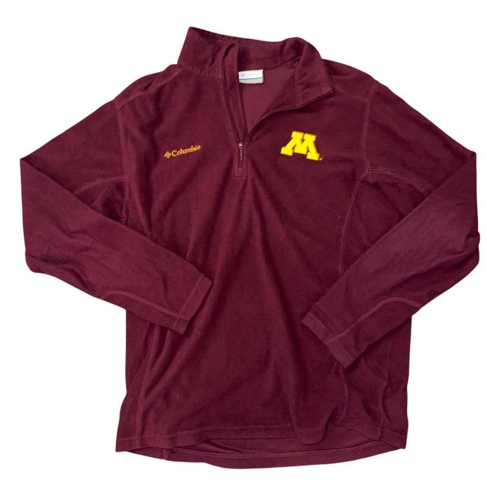 Columbia Mens Minnesota Golden Gophers Fleece Quarter Zip Pullover Maroon Small